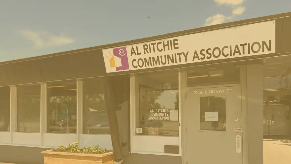 Al Ritchie Community Association building front at 2250 Lindsay St with visible signage.