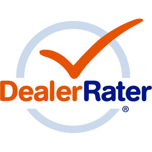 DealerRater logo featuring a circular design with an orange checkmark.