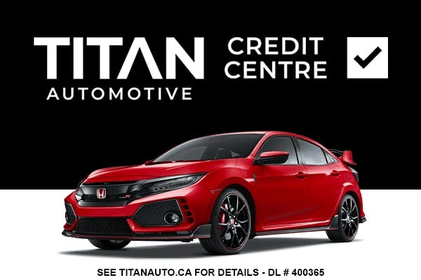 Red Honda Civic Type R showcased by Titan Automotive Credit Centre. Contact at titanauto.ca for details.