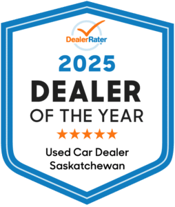"2025 Dealer of the Year award for Used Car Dealer in Saskatchewan by DealerRater."